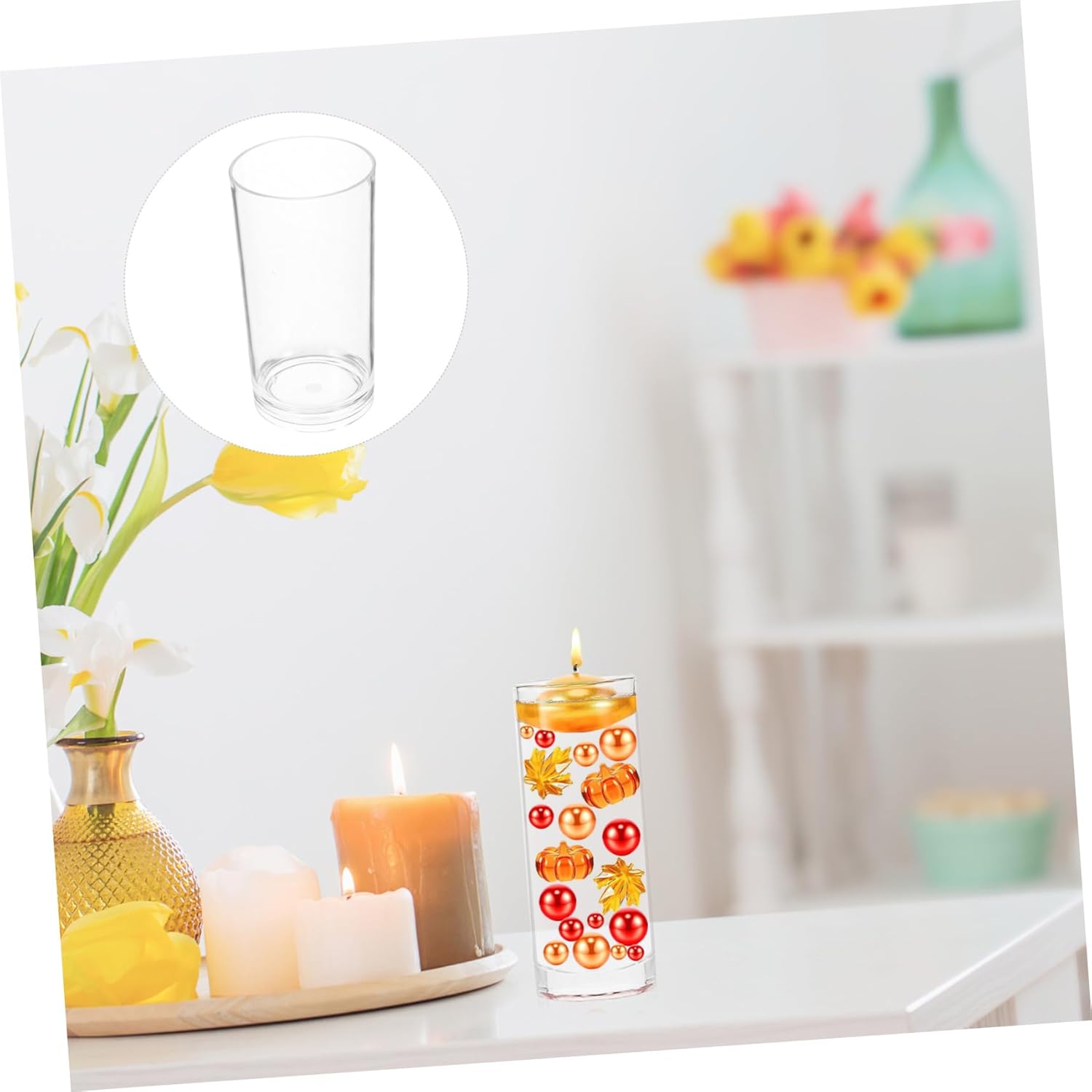 Acrylic Floating Candle Holder Vase for Weddings and Home Decor