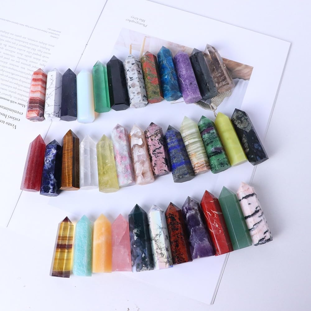 PEKMAR Natural Crystal Tower Rose Quartz Column Amethyst Home Decoration