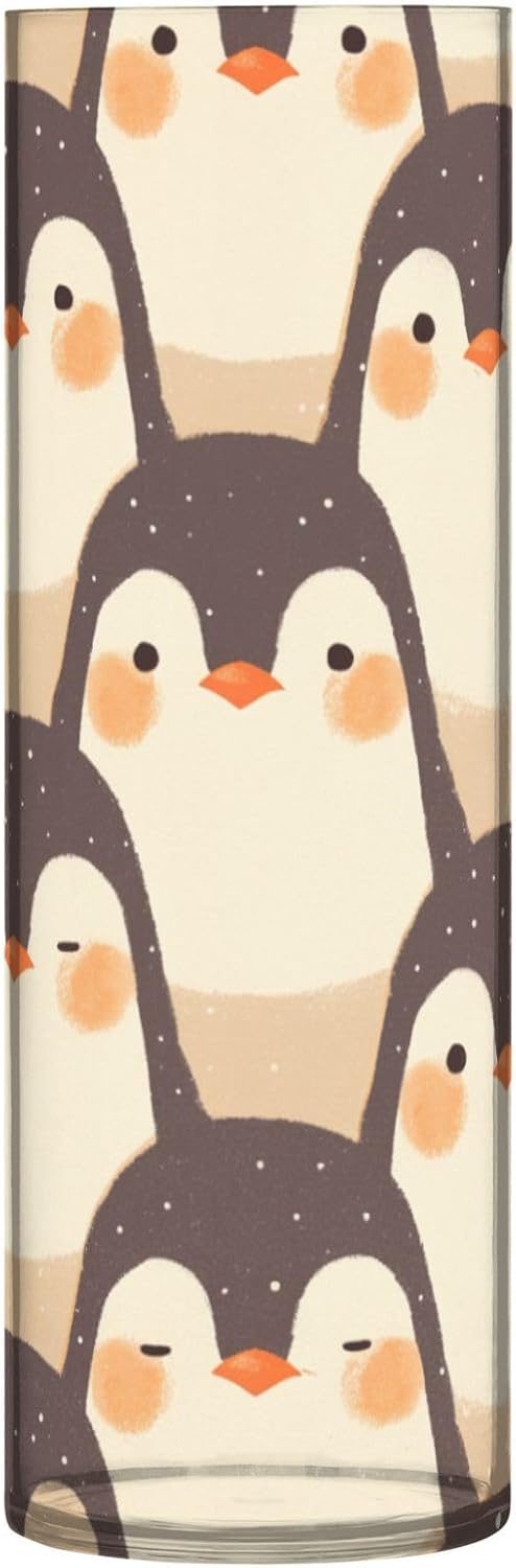 Cute Cartoon Penguin Plastic Cylinder Vase 118x39 Inch