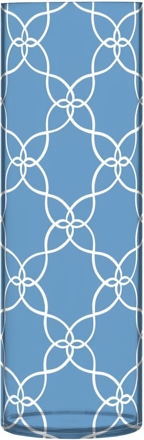 White Lines Blue Plastic Hurricane Candle Holder 118x39 Inch Decor