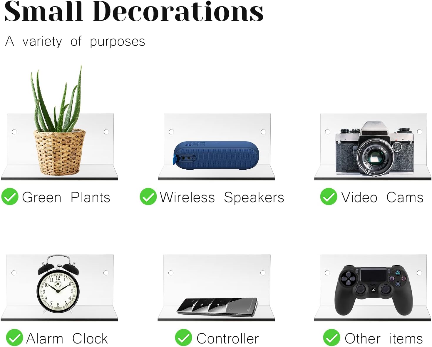 Yalikop 10 Piece Acrylic Floating Wall Shelf Set