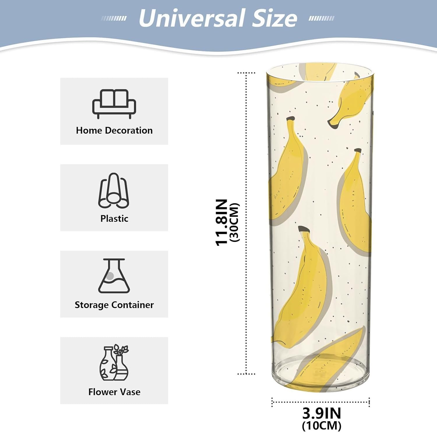 Cute Cartoon Banana Plastic Hurricane Candle Holder 118 x 39 Inch Decorative Vase