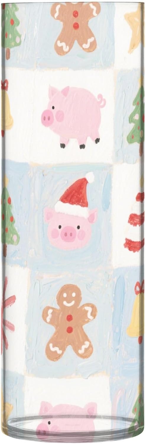 Happy Christmas Pink Plastic Hurricane Candle Holder 118 x 39 Inch