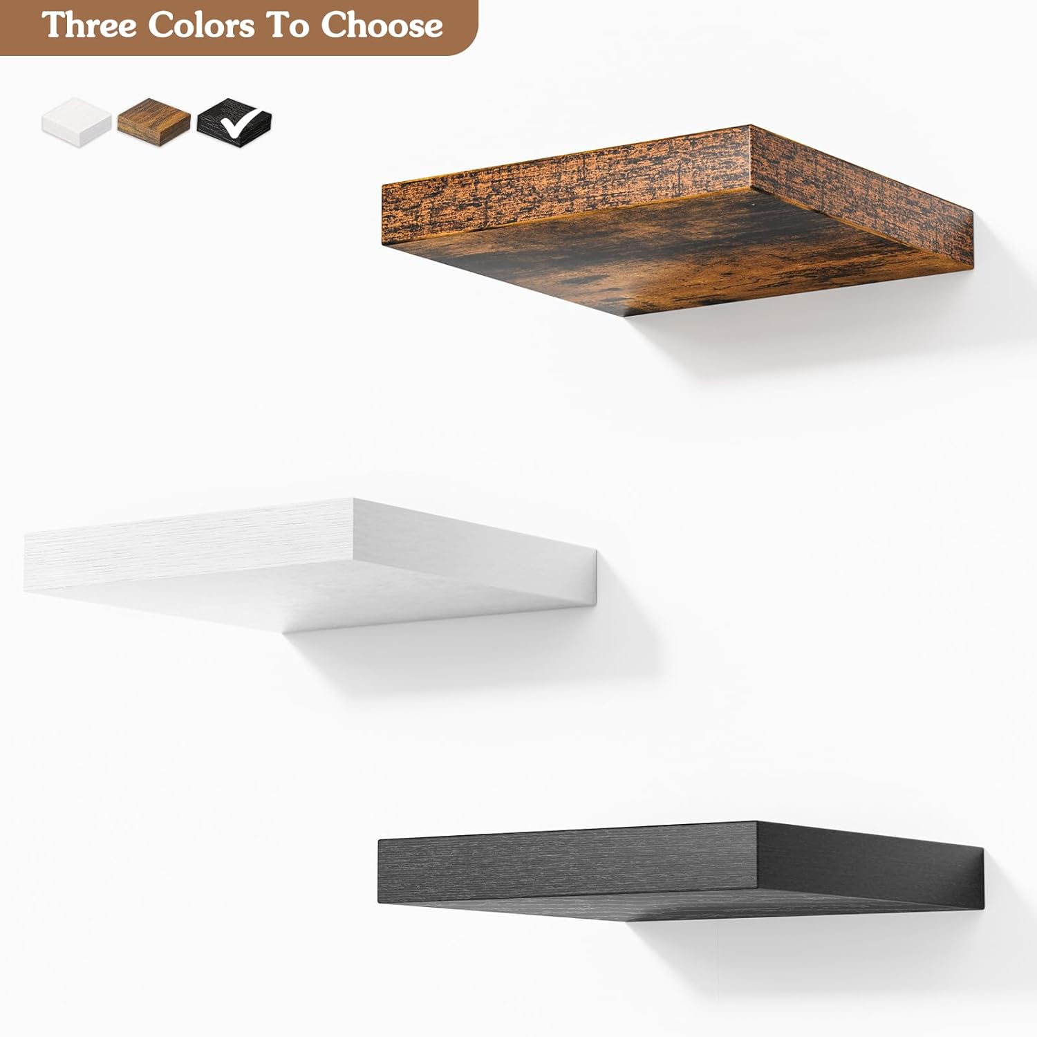 Olakee Corner Floating Shelf Set of 4 Black