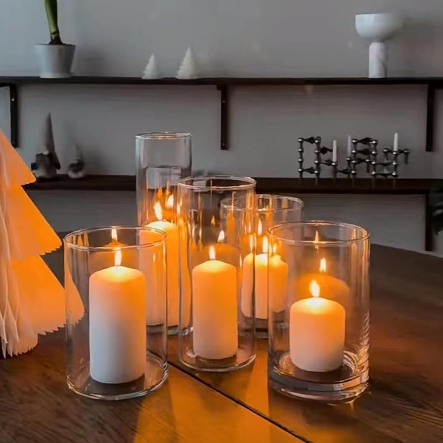 Clear Glass Cylinder Vase 8 H 4 D for Home Decor