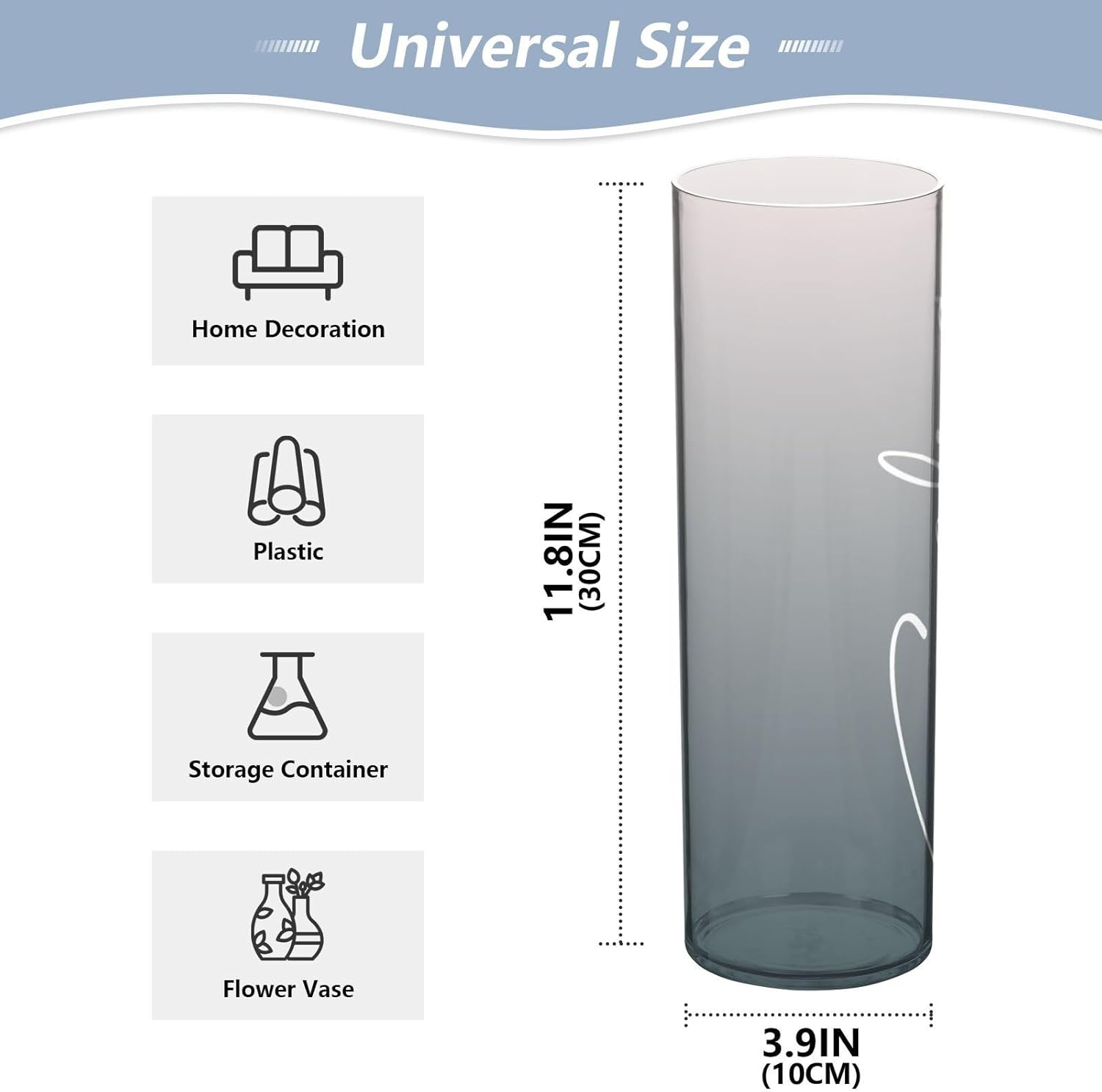 J JOYSAY Custom Grey Gradient Vase for Centerpieces