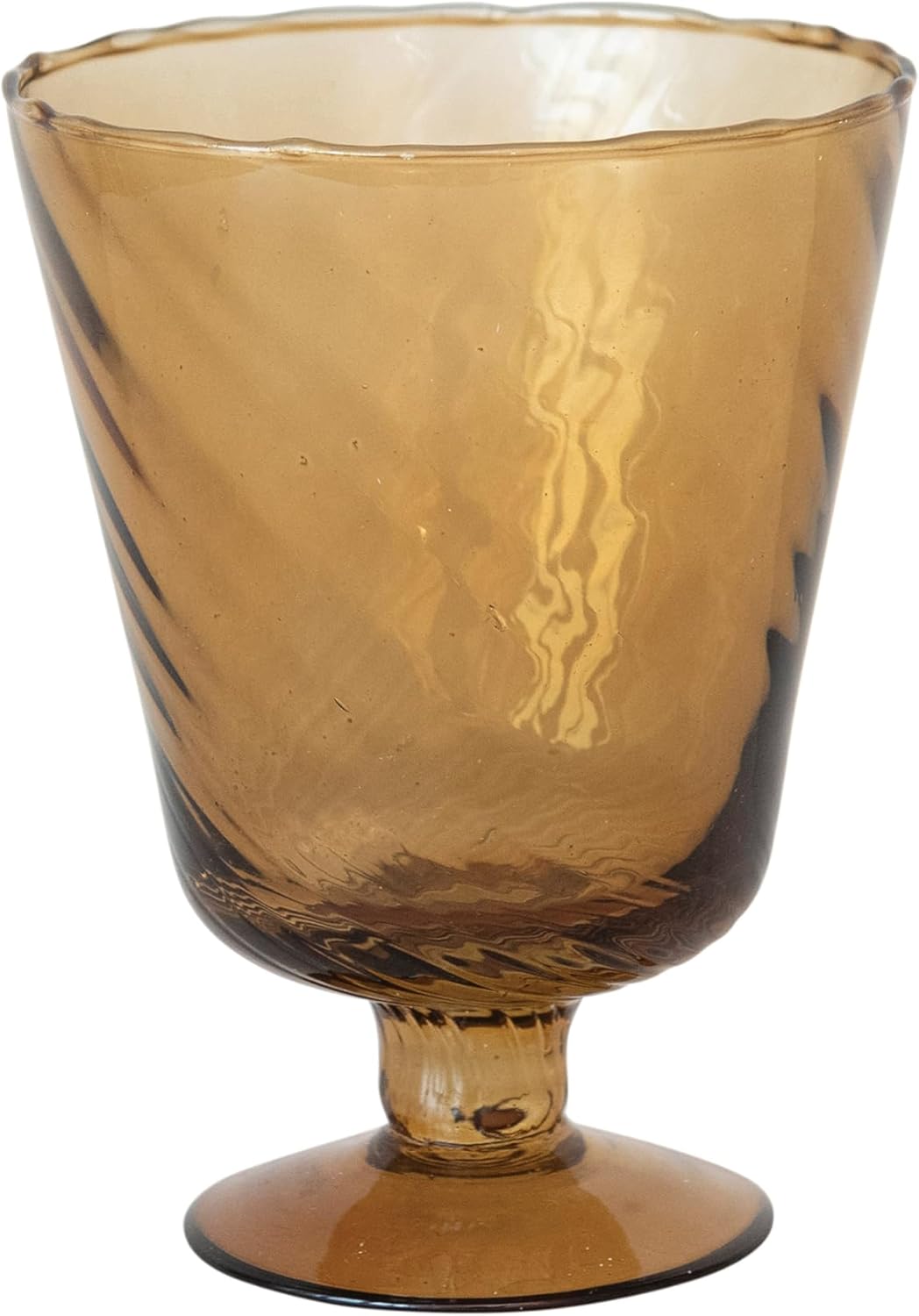 Creative Co-Op Round Glass Stemmed Vase Votive Holder Brown