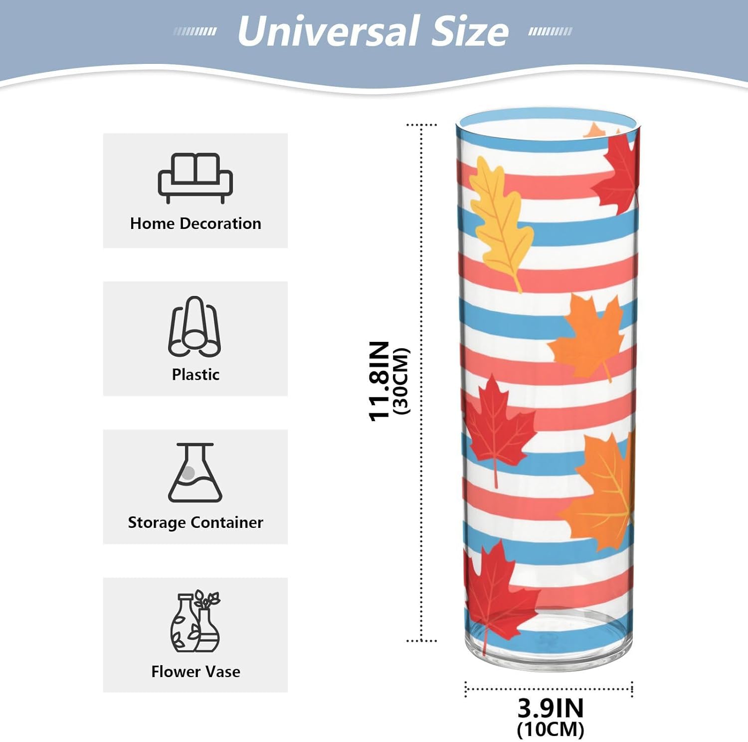 Autumn Maple Leaves Plastic Flower Vase for Home Decor 118 x 39 Inch