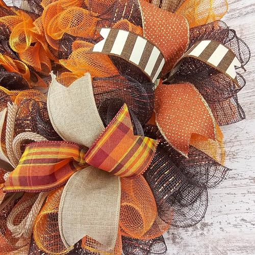 Fall Wreath Front Door Decor 24 Inch Round