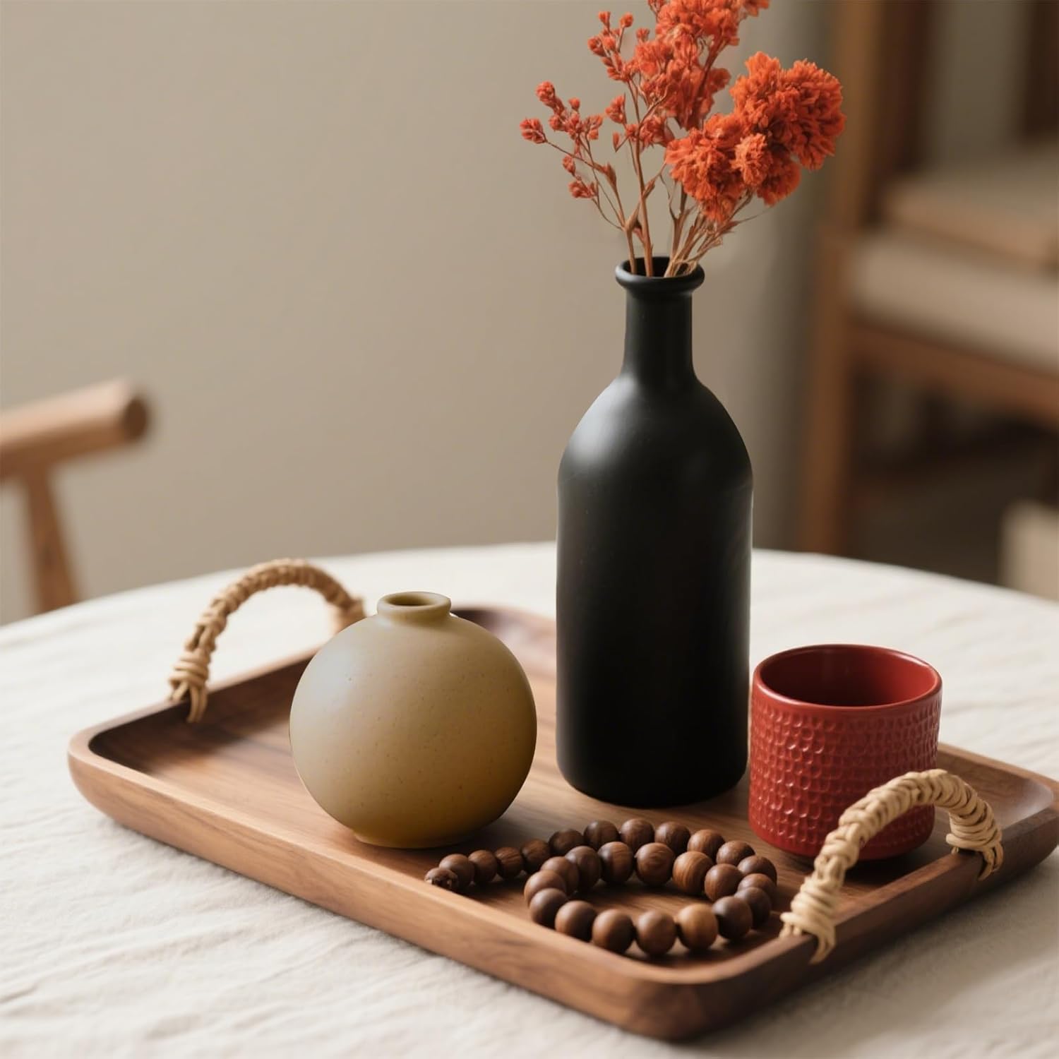 INKOTKIT Pottery Vases Set of 3 Rustic Farmhouse Decor Display