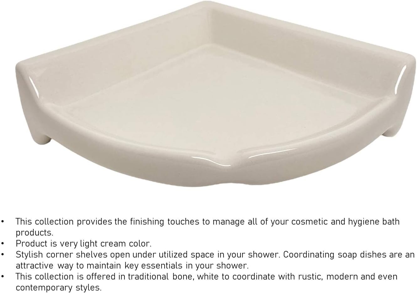 Tenedos Bone Almond Glazed Ceramic Corner Shelf