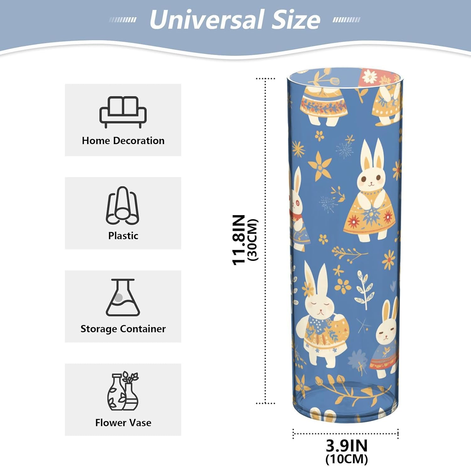 Rabbit Easter Egg Blue Plastic Hurricane Candle Holder 118 x 39 Inch Decor Vase