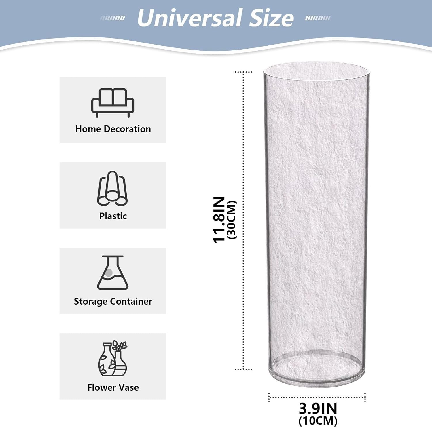 Gray Plastic Flower Vase 118 x 39 Inch Modern Decor