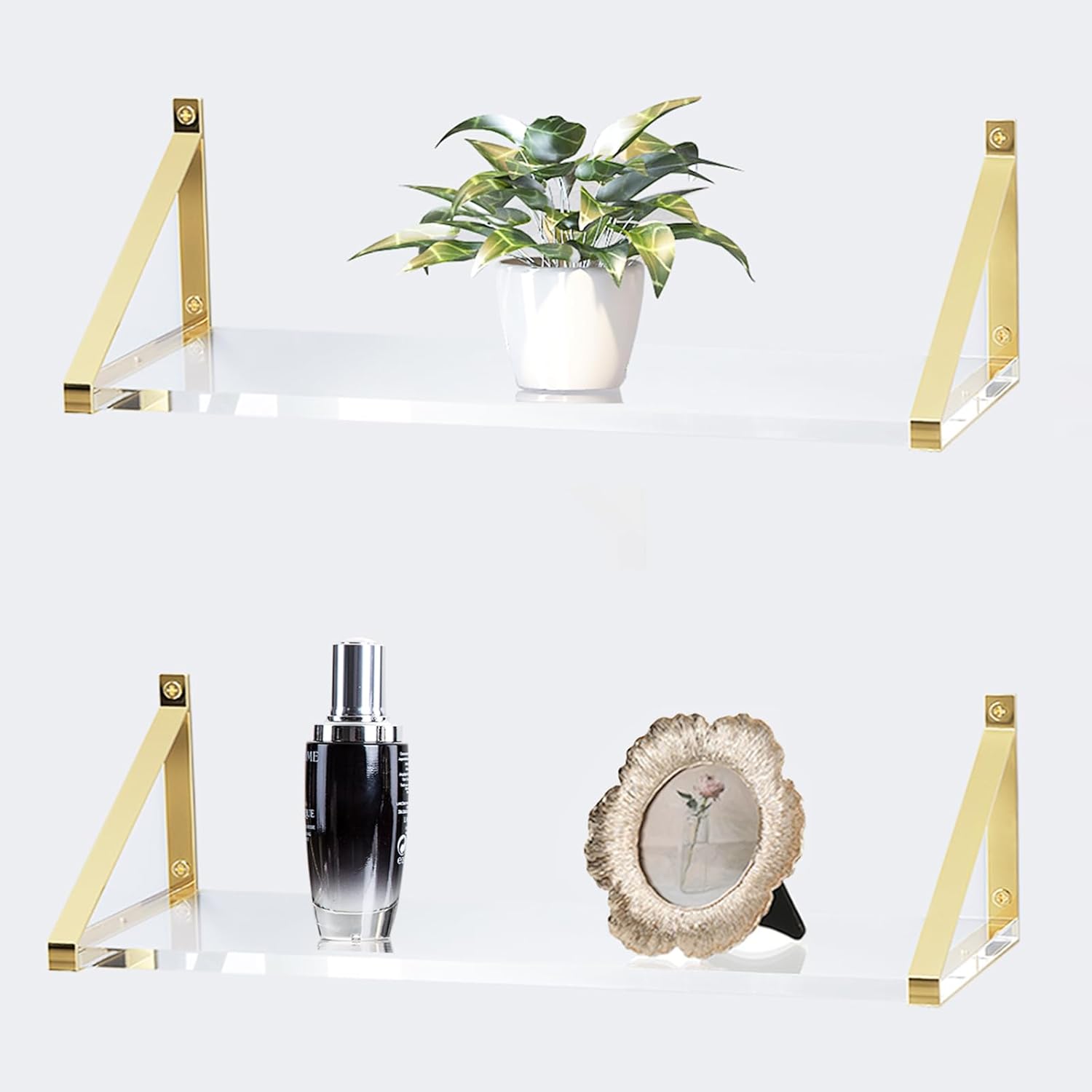 Clear Shelves for Wall Gold Floating Shelves Set of 2
