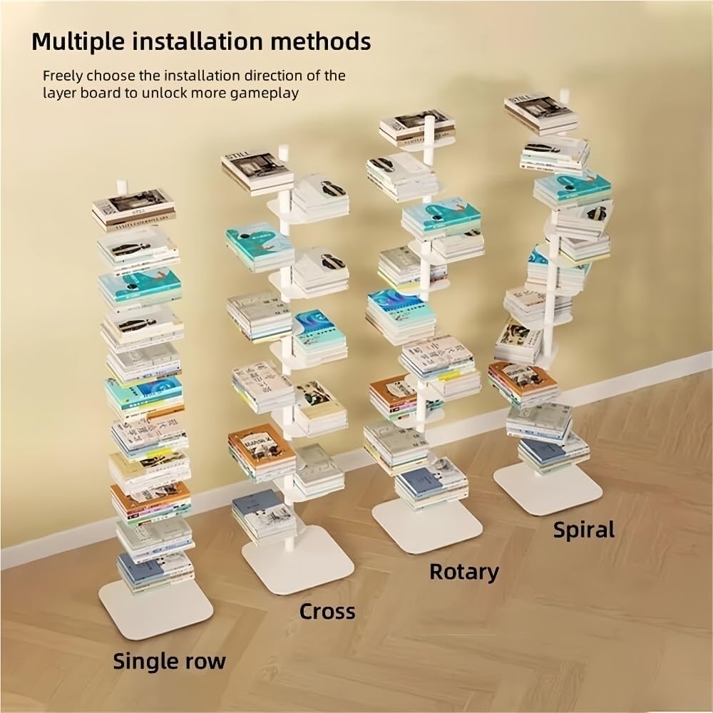 9-Tier Rotating Bookshelf with Floating Design