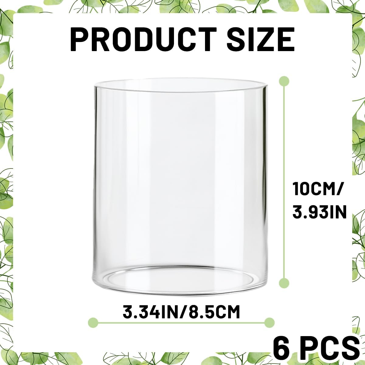 6 Pcs Glass Cylinder Vases for Centerpieces