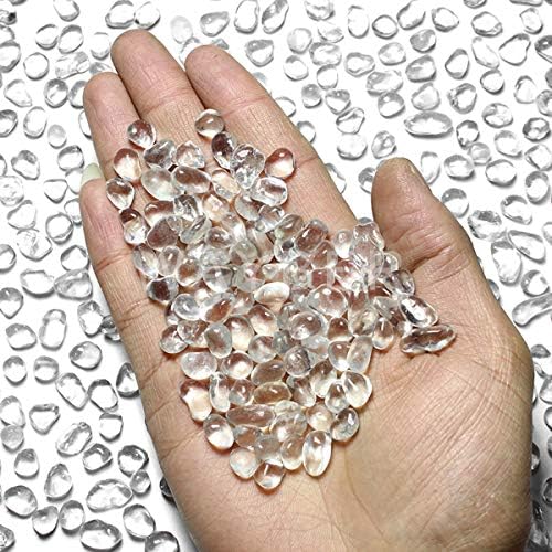 WAYBER Glass Stones 1Lb Clear Decorative Decorations