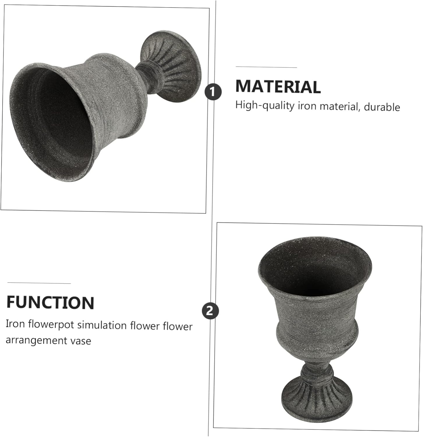 Garneck Vintage Metal Flower Vase Rustic Gray Vase for Home Decor