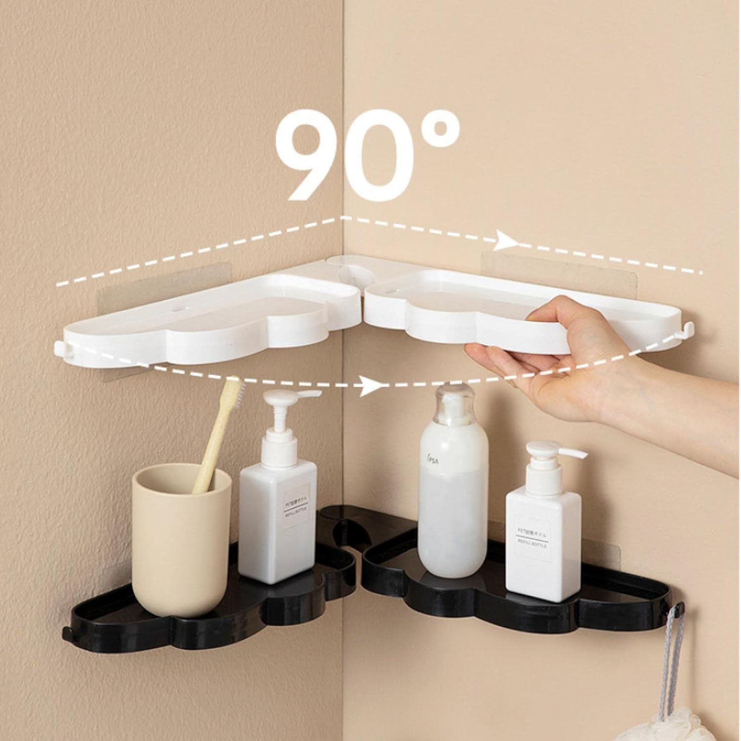 Foldable Corner Storage Shelf Revolving Rack Wall Mounted Bathroom Organizer