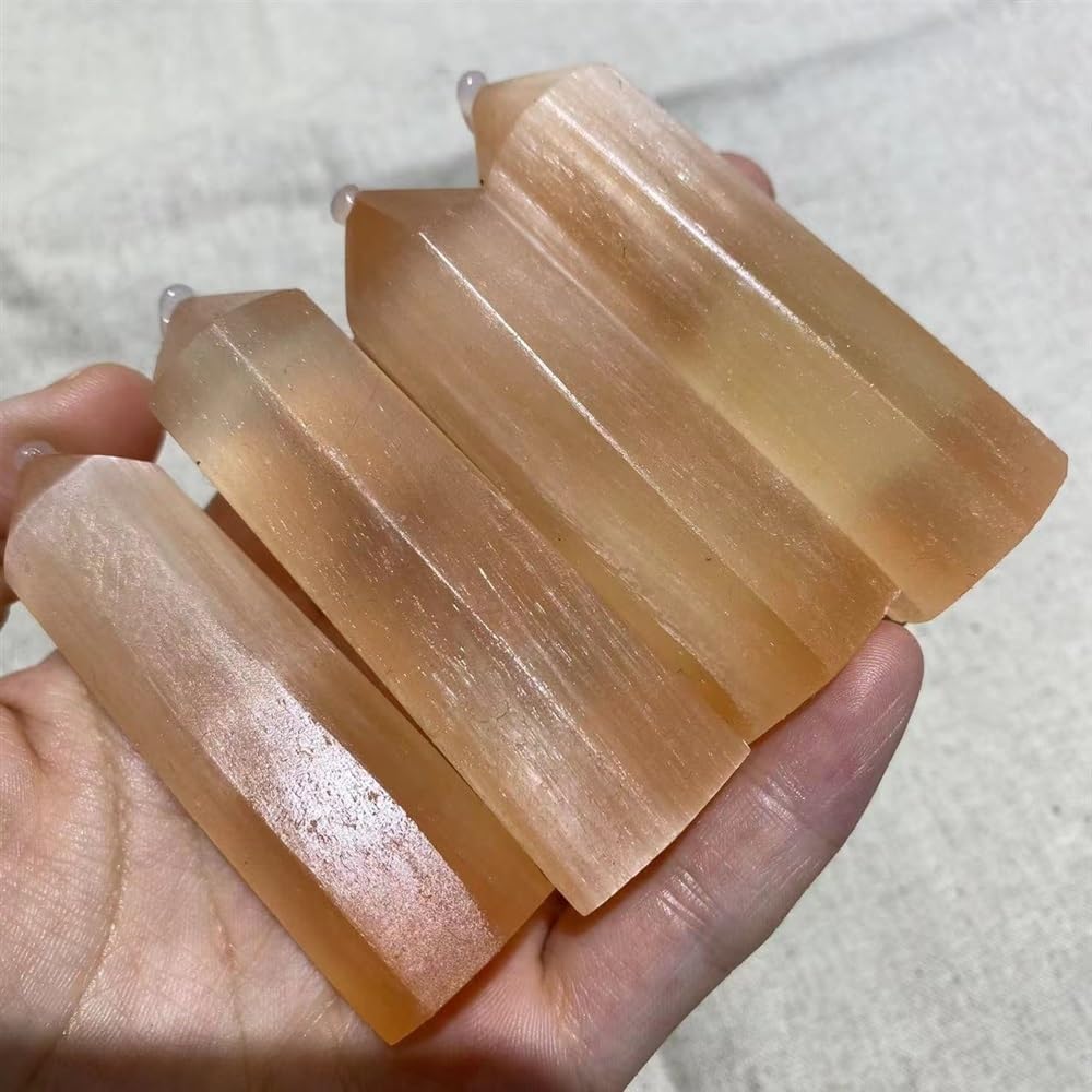 Texture Natural Orange Selenite Crystal Agate Gemstone Reiki Room Office Trim