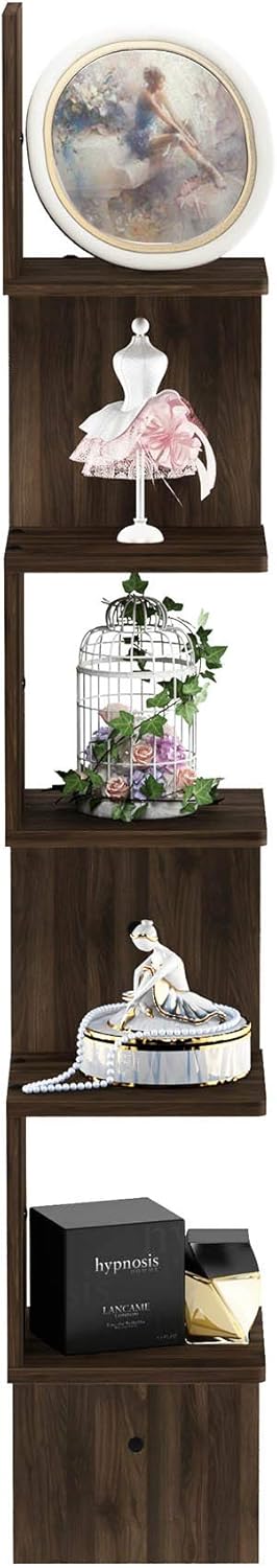 Furinno Rossi 5-Tier Wall Mount Corner Shelf Columbia Walnut