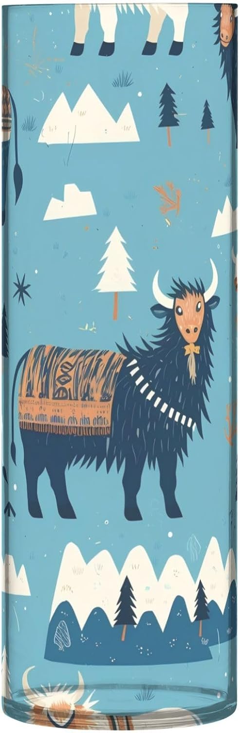 Blue Cattle Of The Bohemian Tribe Plastic Cylinder Vase 118x39 Inch
