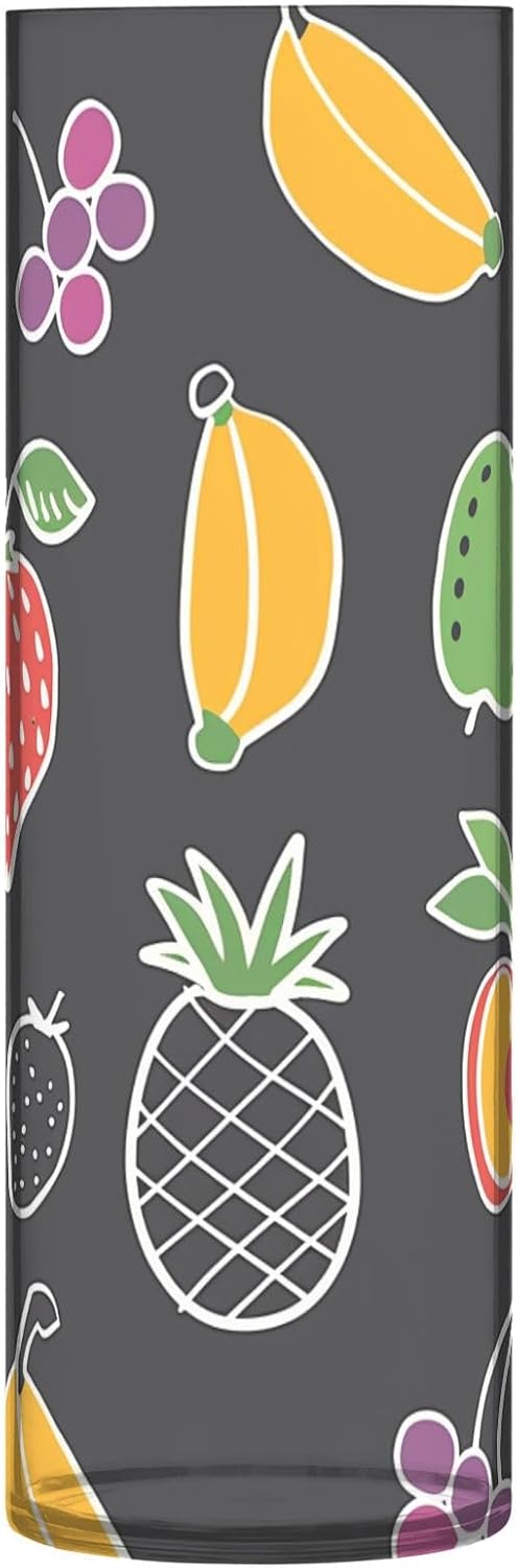 Cute Line Art Fruit Dark Grey Plastic Hurricane Candle Holder 118 x 39 Inch Vase for Living Room Decor