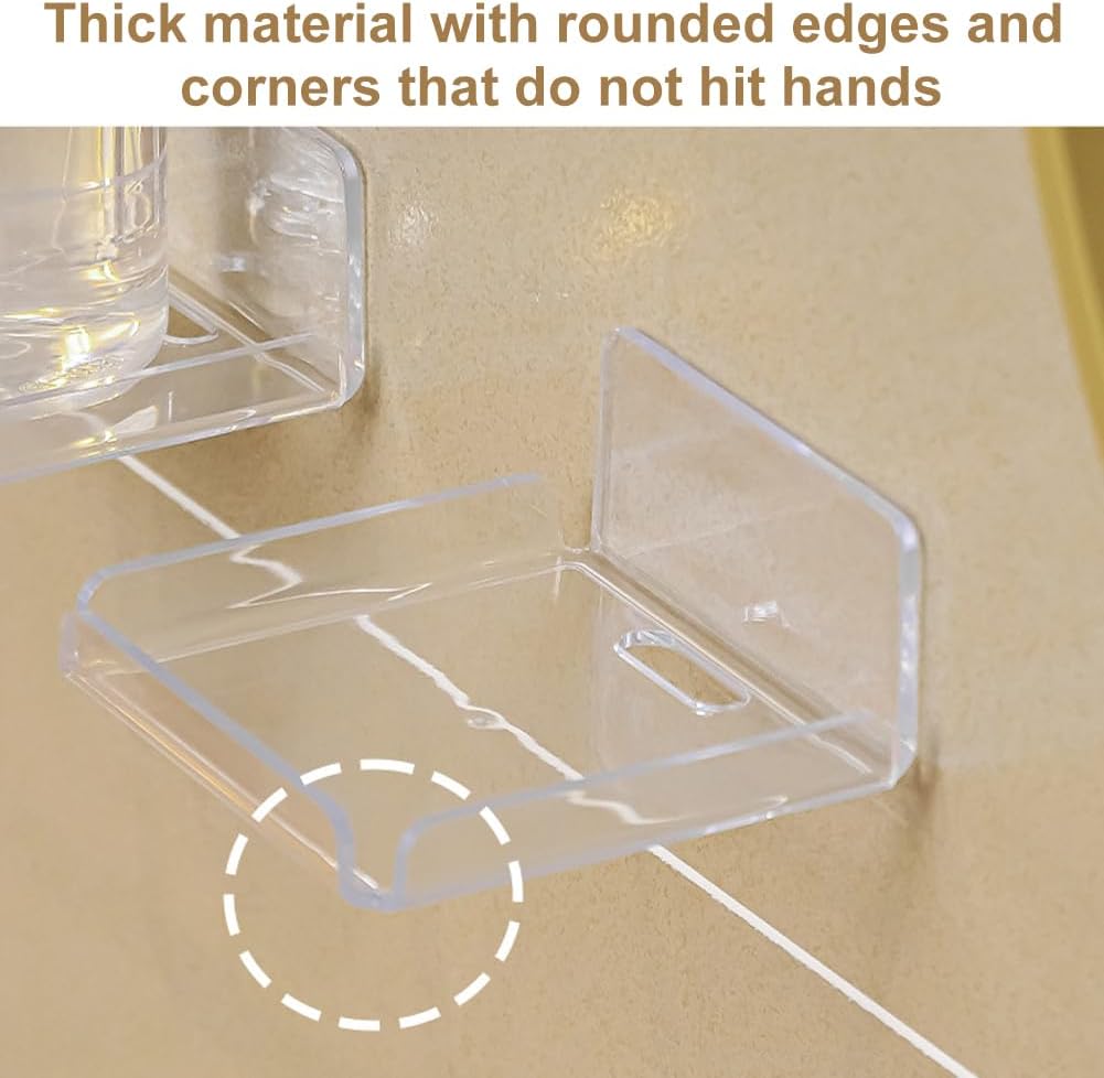 2 Pack Clear Acrylic Floating Shelves Wall Mounted Display Shelves for Home Office Bathroom No Drill Adhesive Shelves