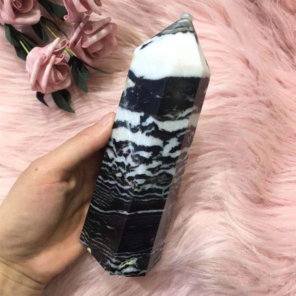 KatLin Black Zebra Stone Crystal Quartz Decor Tower Scepter