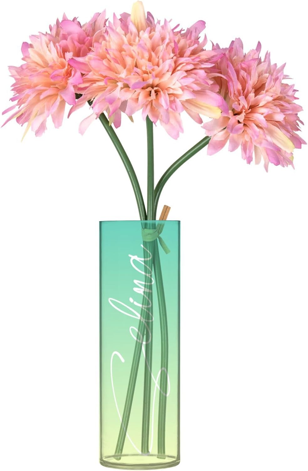 J JOYSAY Custom Teal Yellow Gradient Plastic Vase