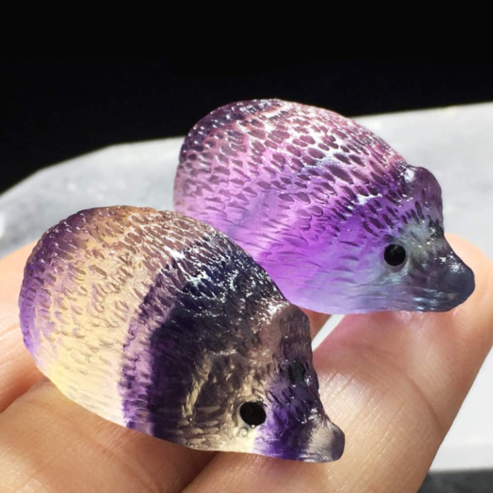 Wixine Natural Quartz Crystal Skull with Rainbow Fluorite Hedgehog
