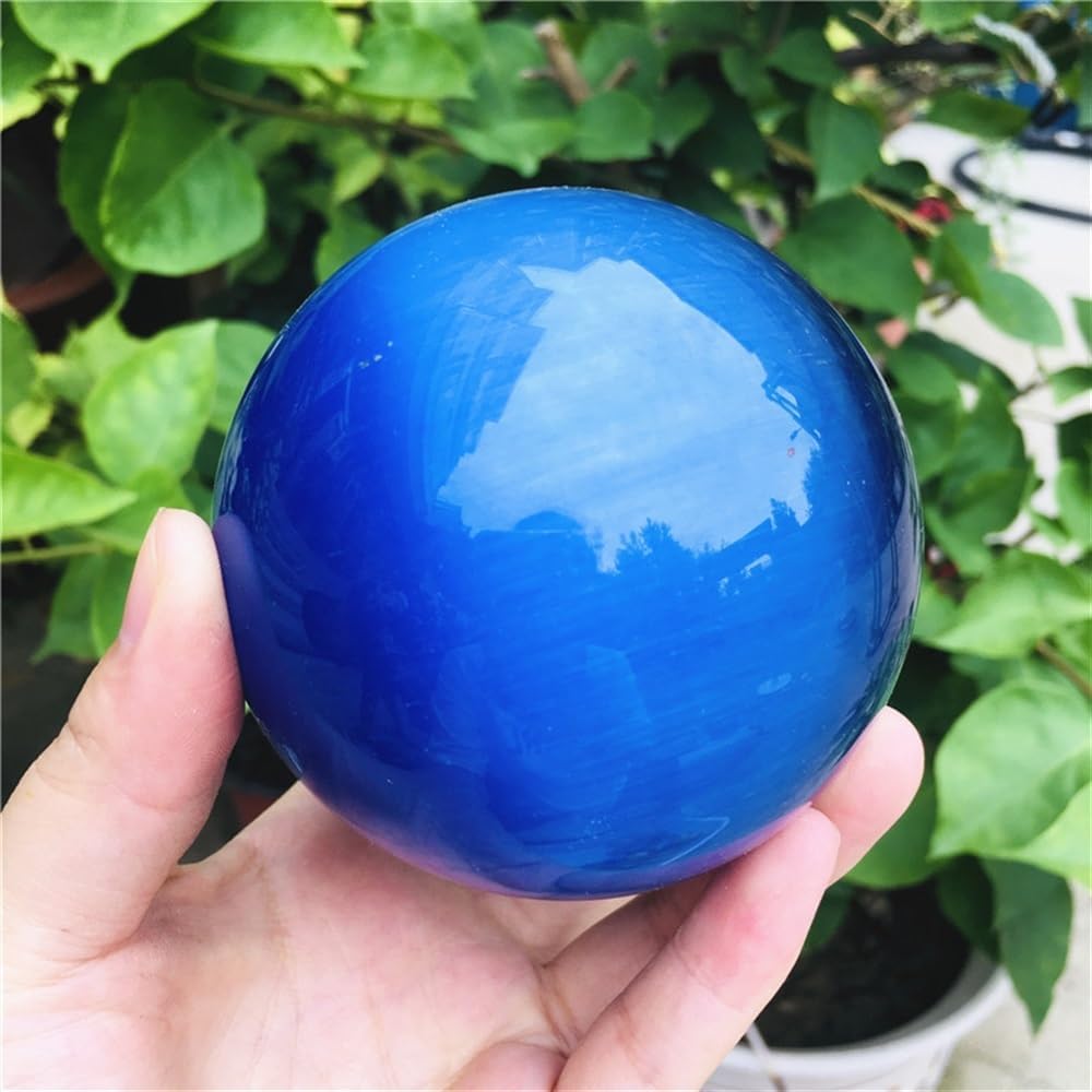 KatLin Natural Quartz Deep Blue Cat Eye Healing Crystal Sphere