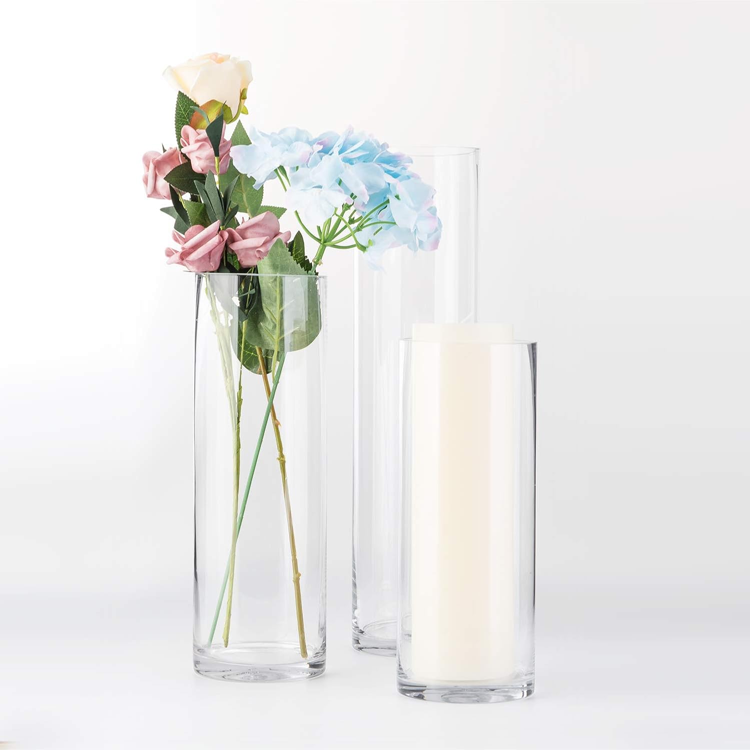 WGVI Glass Cylinder Vase 4x16 Tall for Centerpieces