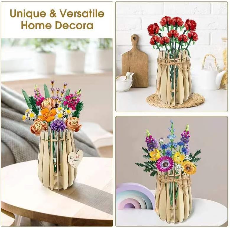 Wooden Vase Kit for LEGO Flowers and Flower Displays