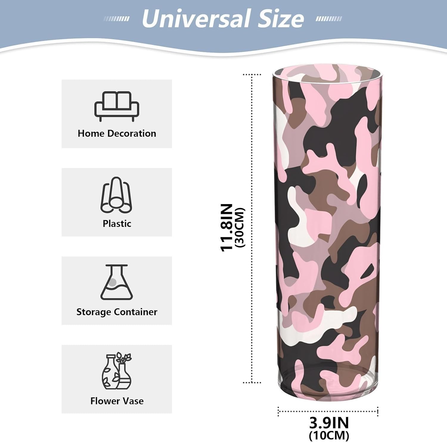 Camouflage Peach Brown Plastic Hurricane Candle Holder for Wedding and Party Decor