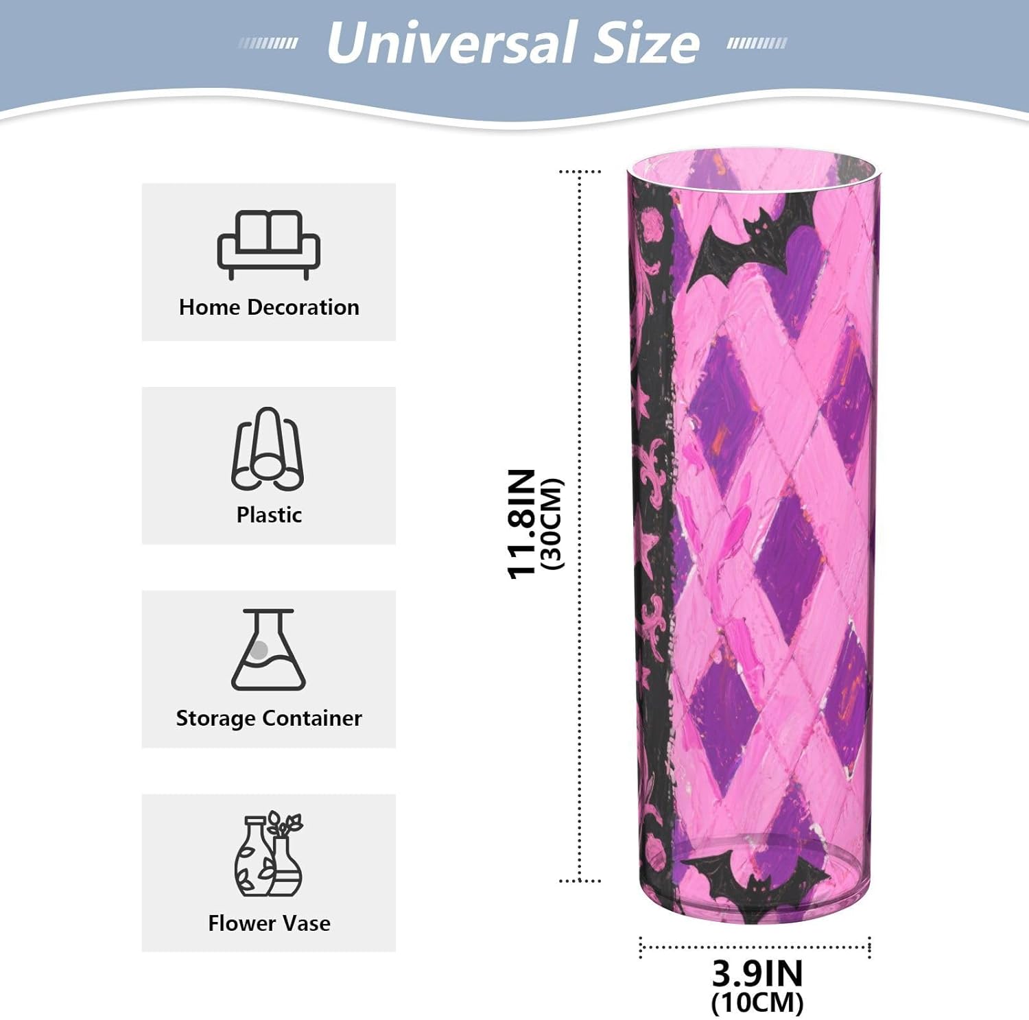 Gothic Pink Grid Plastic Flower Vase 118 x 39 Inch