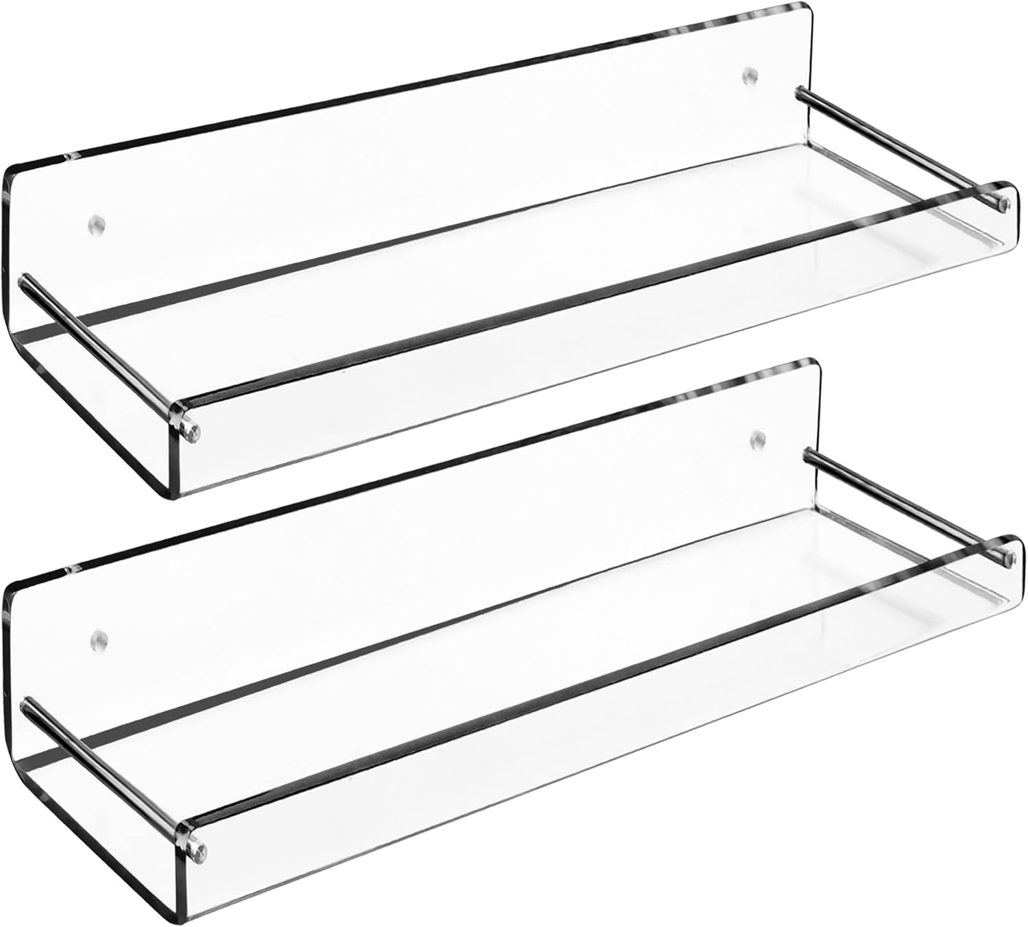 AMT 2 Pack Clear Acrylic Floating Shelves 15x4 Inch