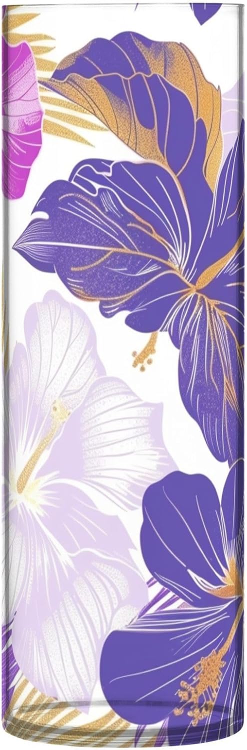 Floral Purple Plastic Hurricane Candle Holder 118 x 39 Inch