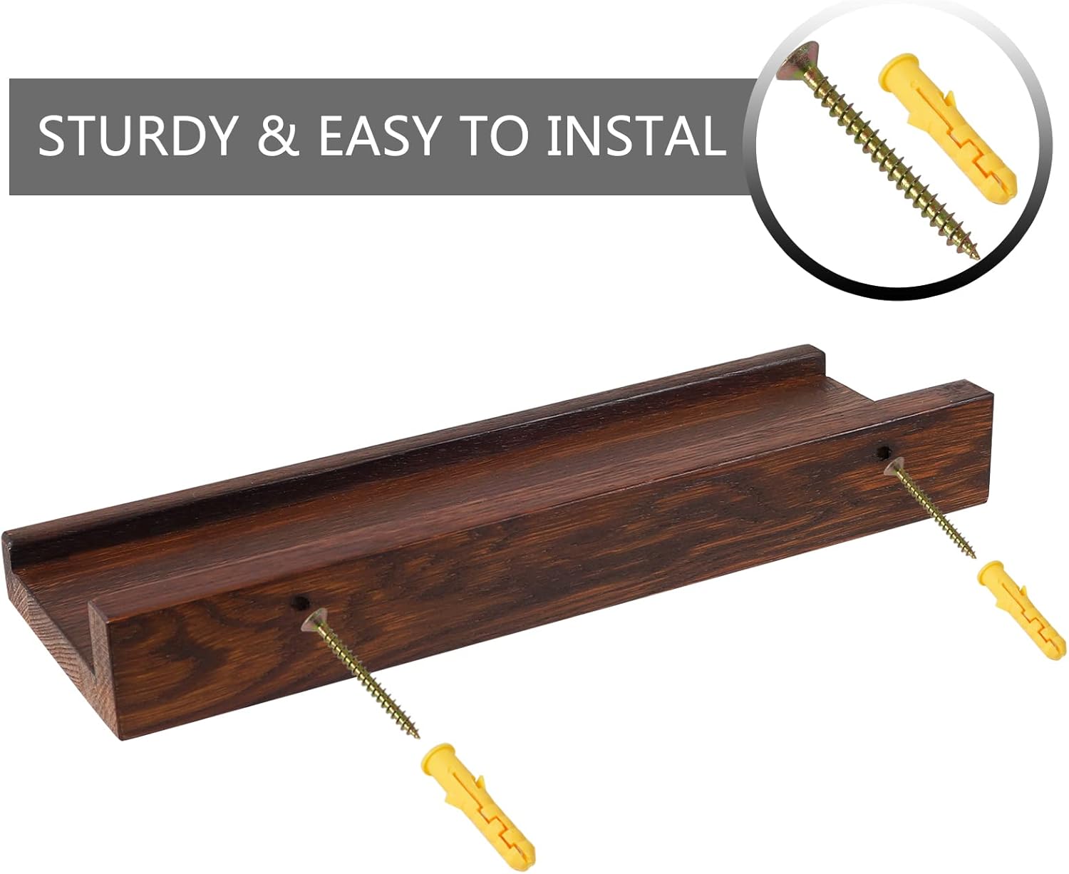 12 Inch Floating Shelves Set of 2 Rustic Walnut Wood Wall Shelves for Bedroom Living Room Kitchen