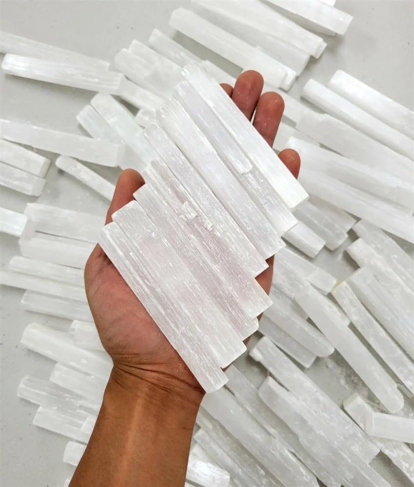 AtkitS Natural Quartz Crystal Selenite Stick Wand
