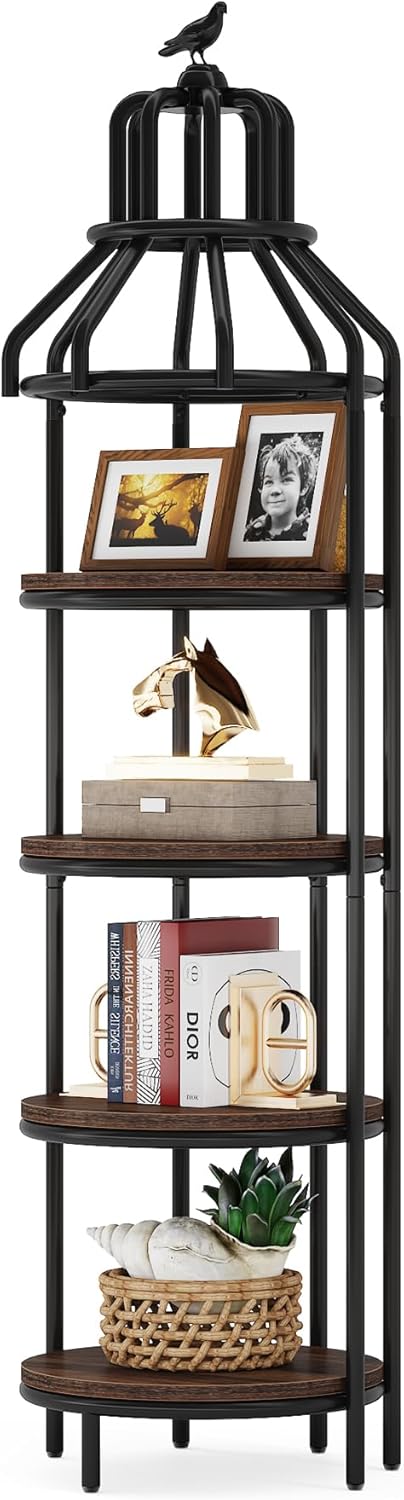Tribesigns 4 Tier Corner Bookshelf with 4 Round Shelves