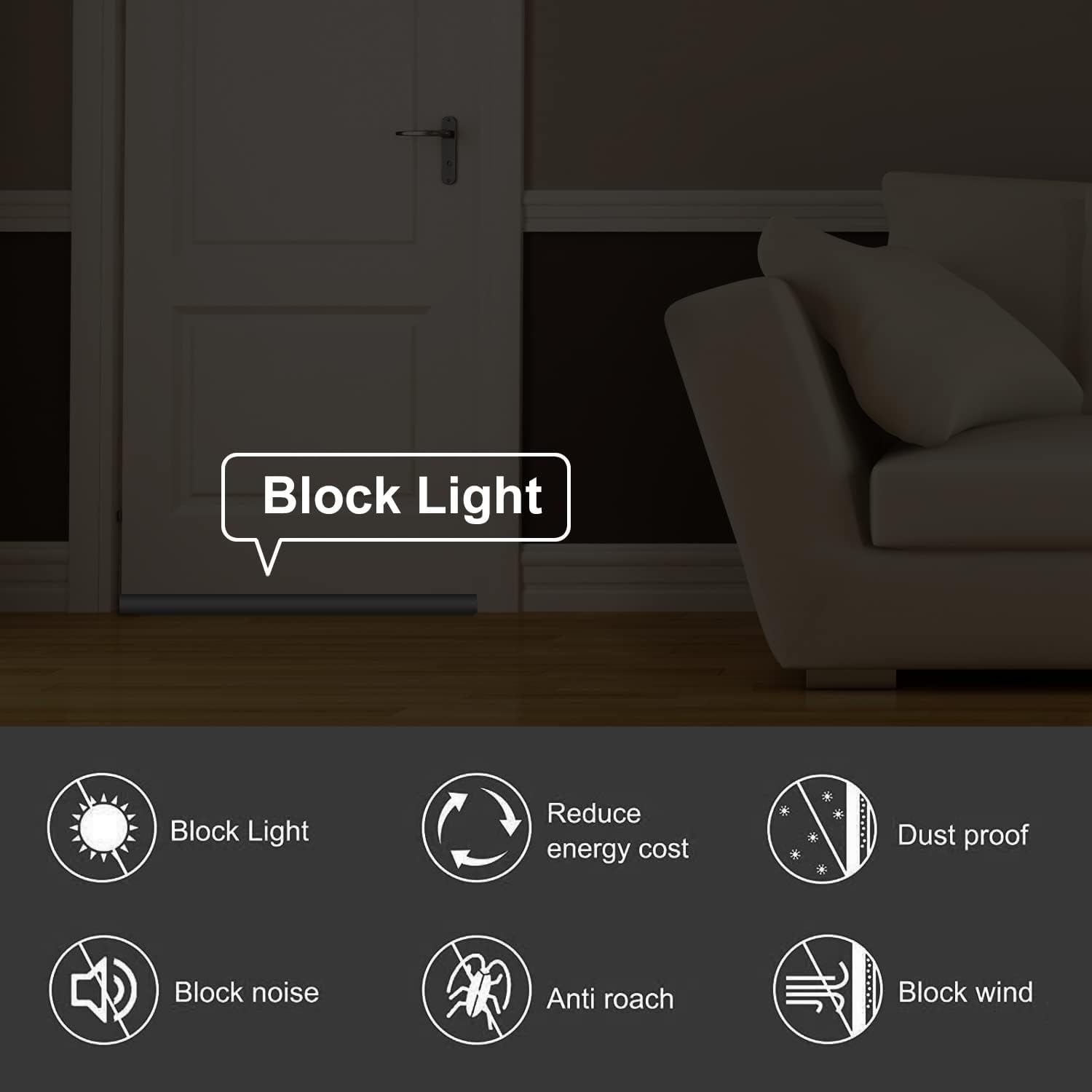 WEXHUG Waterproof Twin Door Draft Stopper Adjustable Size 30 to 36 Gray