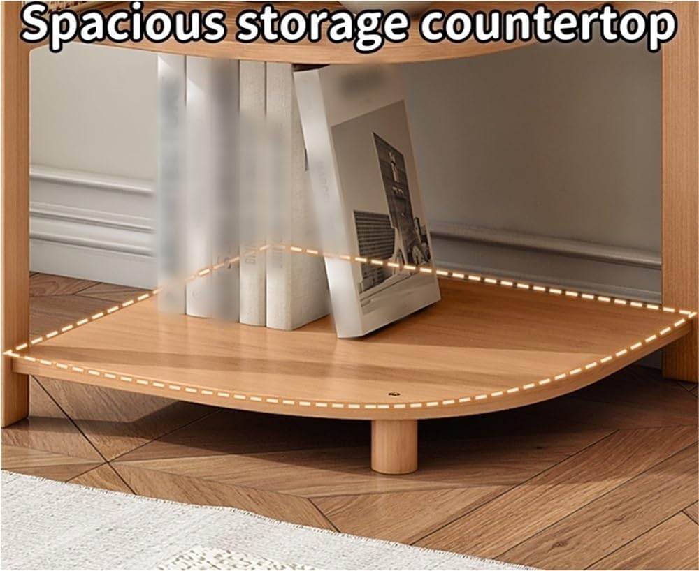 5 Tier Rattan Corner Shelf Multi Functional Bookshelf Triangular Living Room Decor