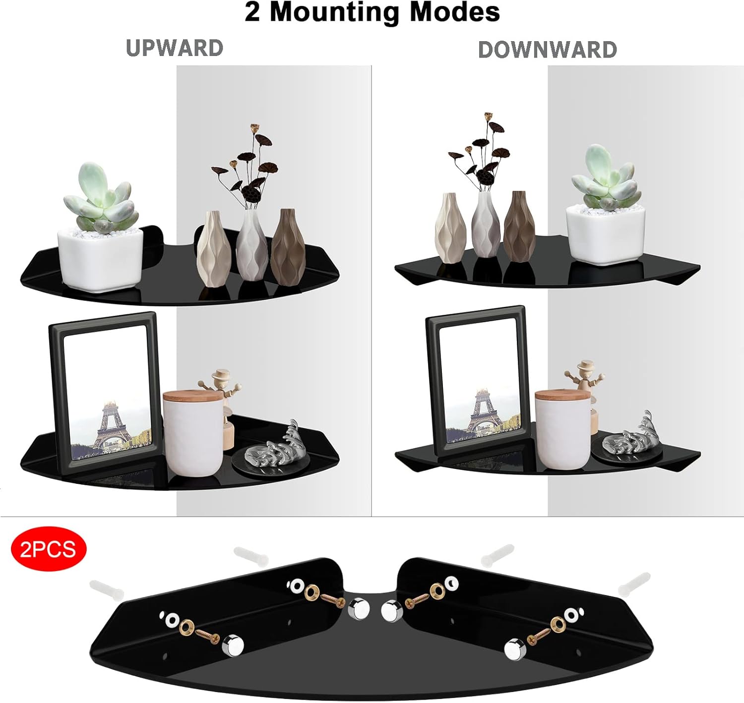 Cosmos Floating Corner Shelves 2 Pcs Solid Black
