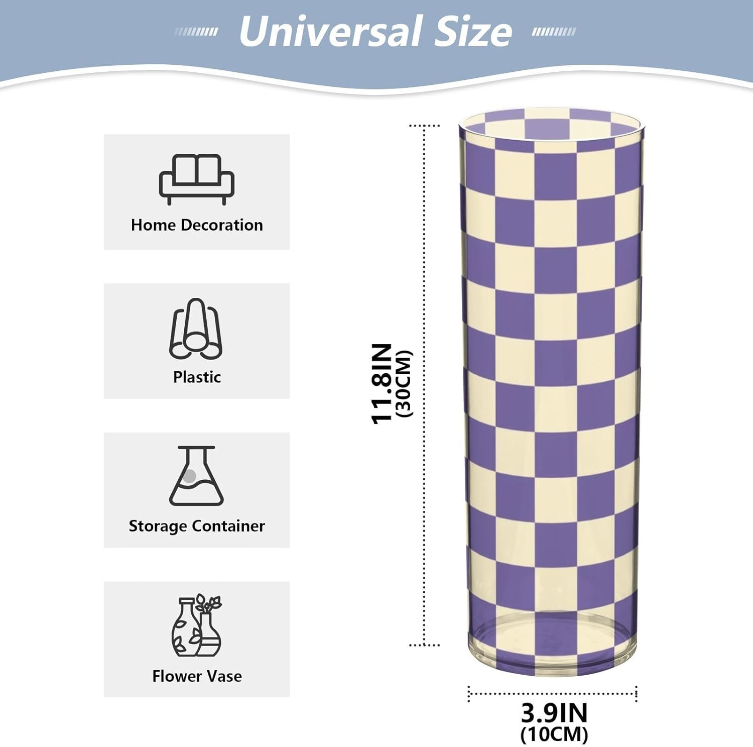 Purple and White American Plaid Plastic Hurricane Candle Holder 118 x 39 Inch