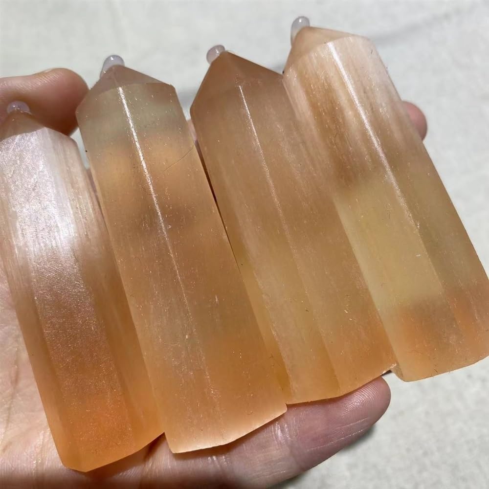 Texture Natural Orange Selenite Crystal Agate Gemstone Reiki Room Office Trim