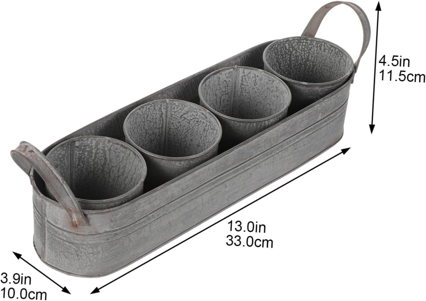 4pcs Iron Flower Pots with Tray Decorative Dried Flower Buckets