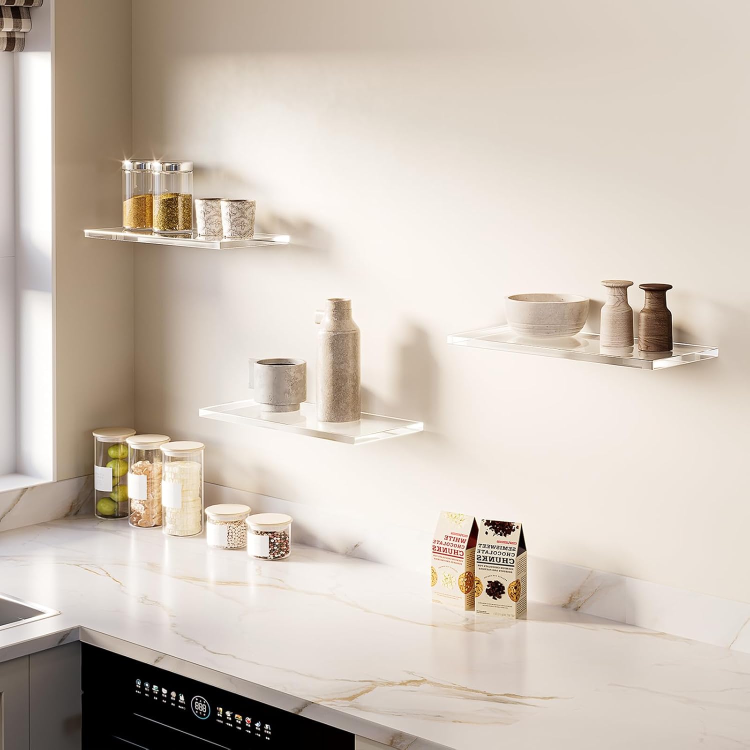 Clear Acrylic Floating Shelves for Wall Mounting