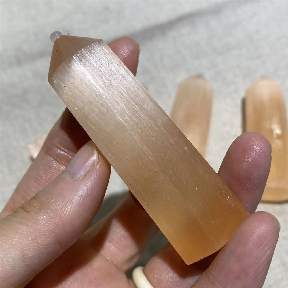 Texture Natural Orange Selenite Crystal Agate Gemstone Reiki Room Office Trim