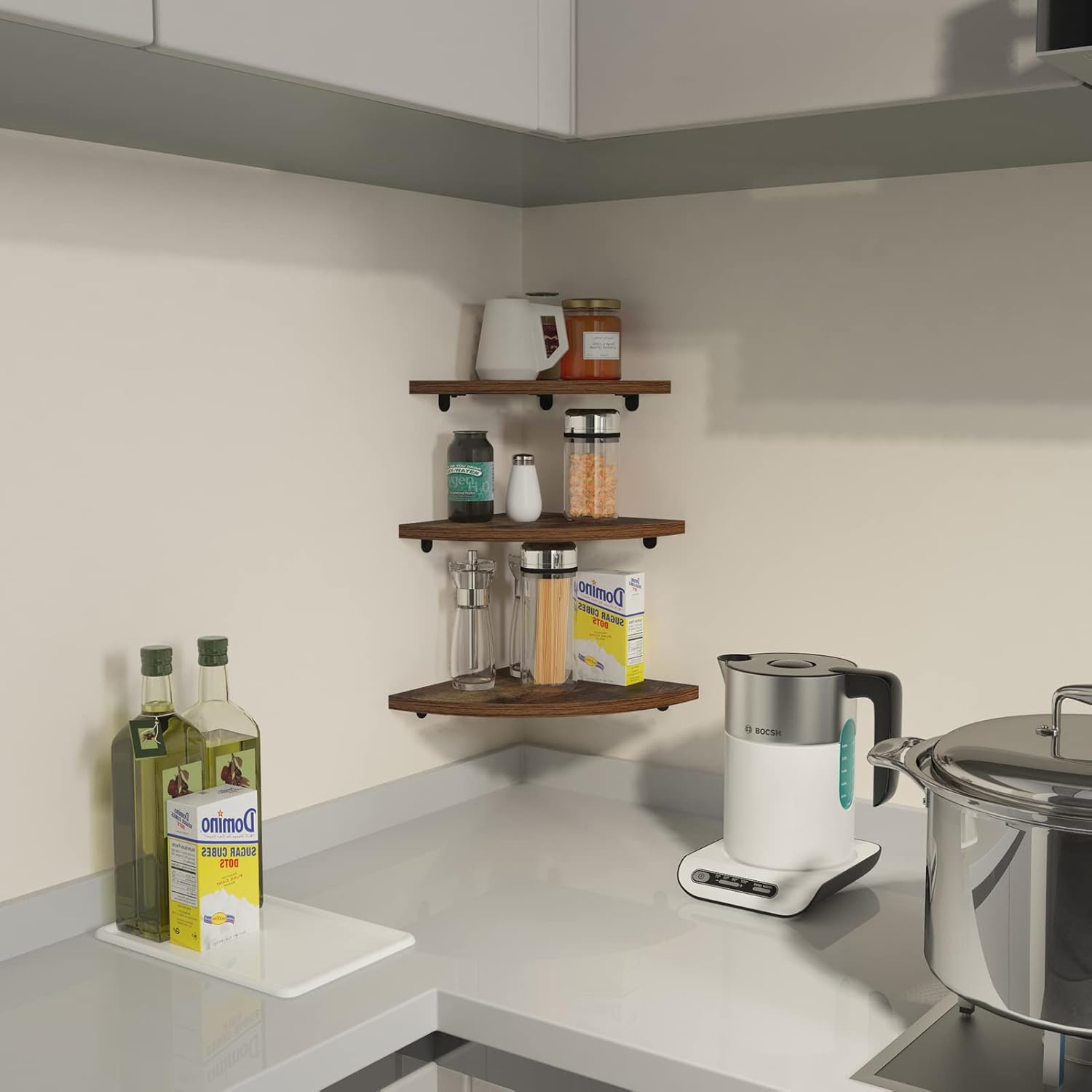 HORLIMER 6 Pack Floating Corner Shelf Set